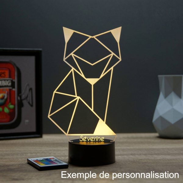Lampe illusion 3D Renard Origami