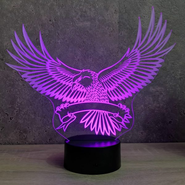 Lampe illusion 3D Aigle sur bannière