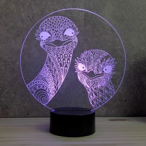 Lampe illusion 3D Autruches