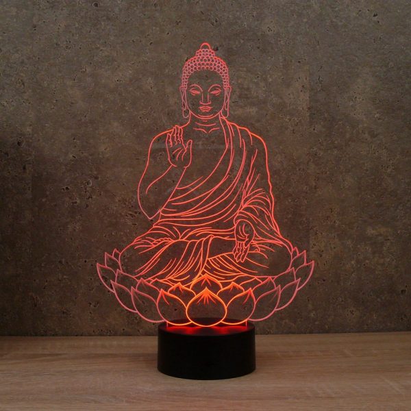 Lampe illusion 3D Buddha assis