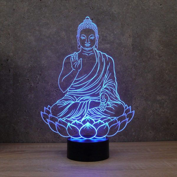 Lampe illusion 3D Buddha assis