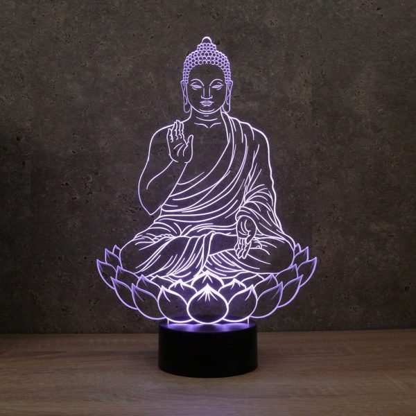 Lampe illusion 3D Buddha assis