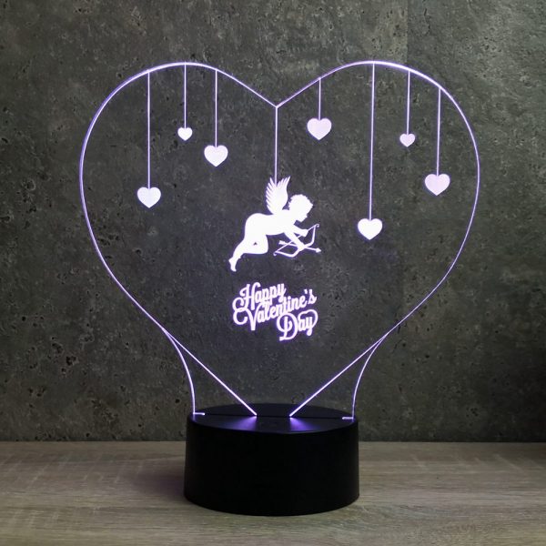 Lampe illusion 3D Cœur Cupidon