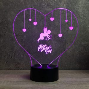 Lampe illusion 3D Cœur Cupidon