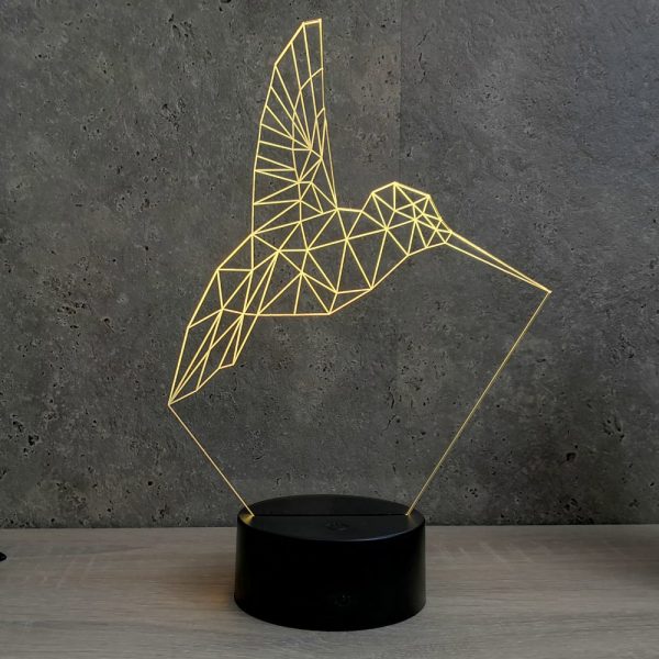 Lampe illusion 3D Colibri Origami