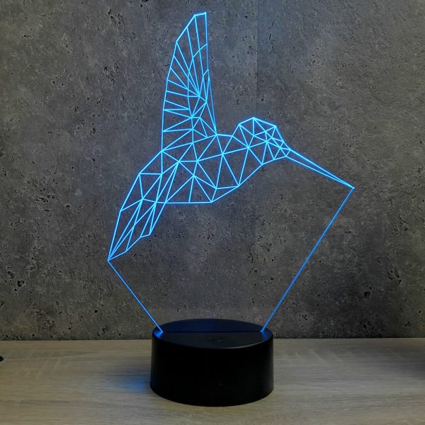 Lampe illusion 3D Colibri Origami