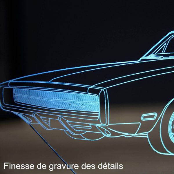 Lampe illusion 3D Dodge Charger 1970