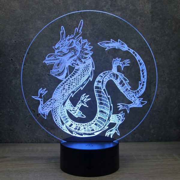 Lampe illusion 3D Dragon Chinois