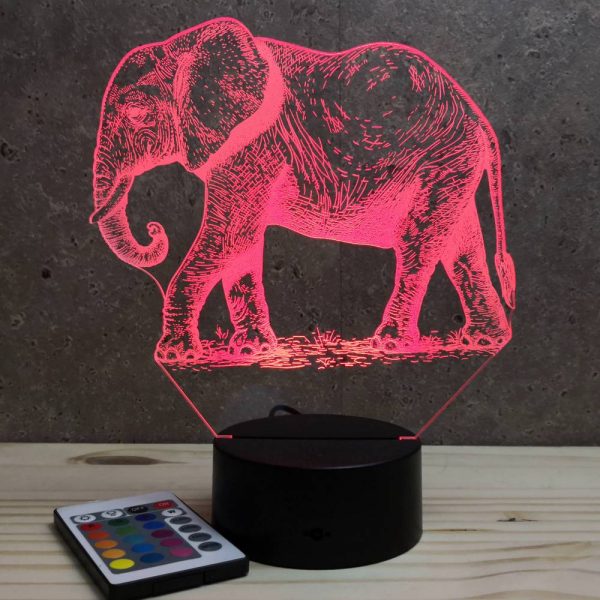 Lampe illusion 3D Éléphant