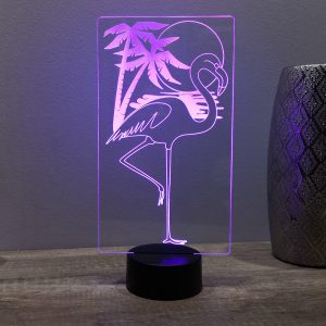 Lampe illusion 3D Flamant Rose