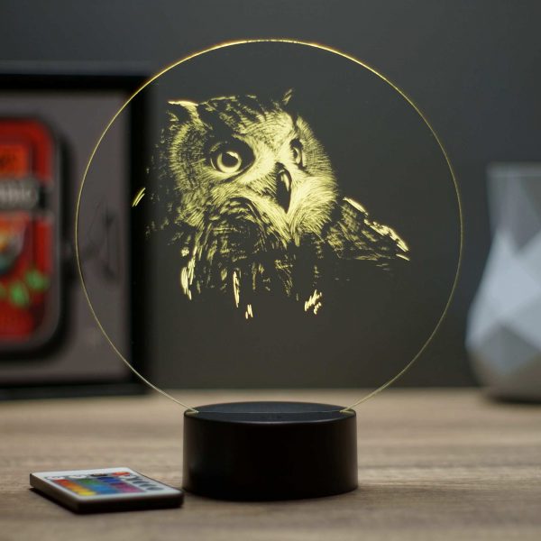Lampe illusion 3D Tête de hibou