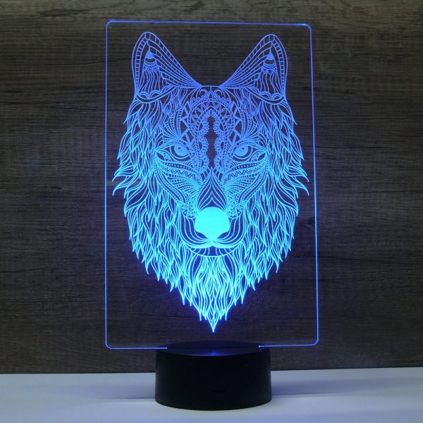 Lampe illusion 3D Loup