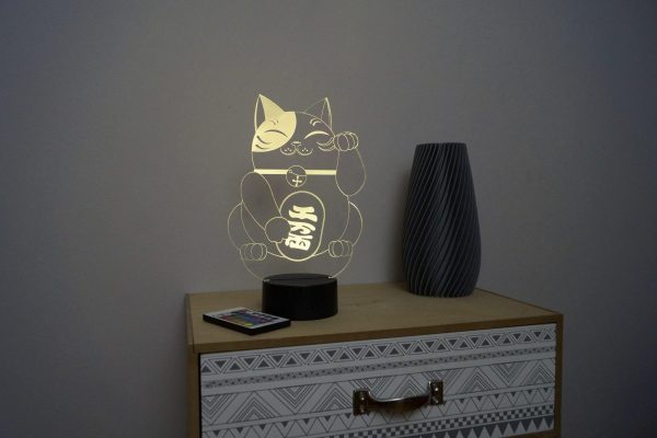 Lampe illusion 3D Maneki-Neko