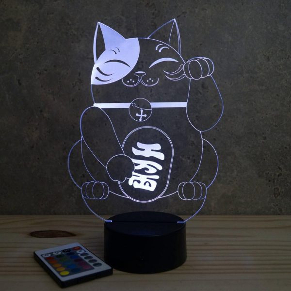 Lampe illusion 3D Maneki-Neko