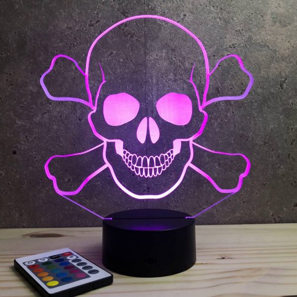 Lampe illusion 3D Tête de mort Pirate