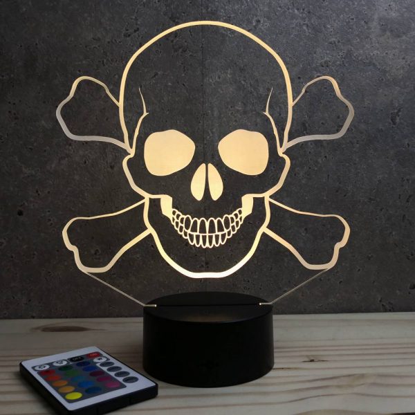 Lampe illusion 3D Tête de mort Pirate