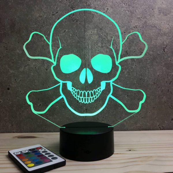 Lampe illusion 3D Tête de mort Pirate