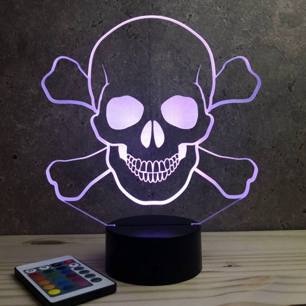 Lampe illusion 3D Tête de mort Pirate