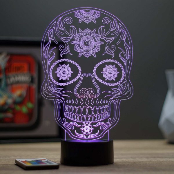 Lampe illusion 3D Tête de mort mexicaine Calavera