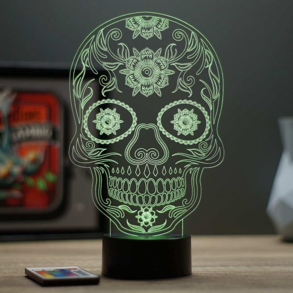 Lampe illusion 3D Tête de mort mexicaine Calavera