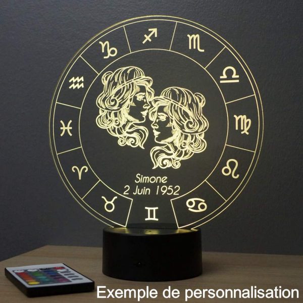Lampe illusion 3D Astrologie Gémeaux