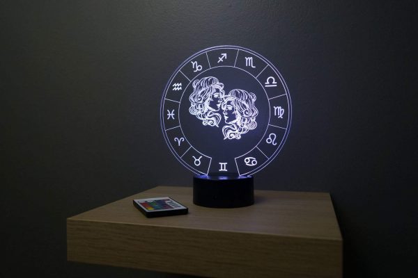 Lampe illusion 3D Astrologie Gémeaux