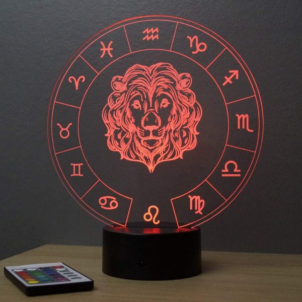 Lampe illusion 3D Astrologie Lion