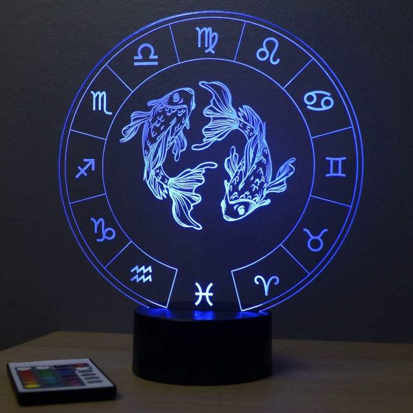 Lampe illusion 3D Astrologie Poisson