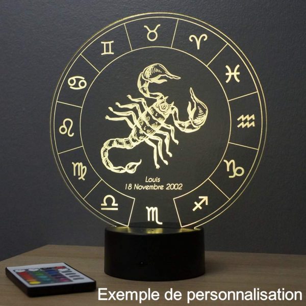 Lampe illusion 3D Astrologie Scorpion