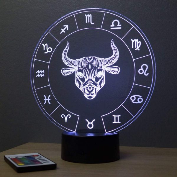 Lampe illusion 3D Astrologie Taureau