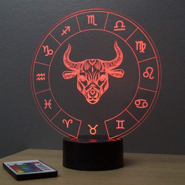 Lampe illusion 3D Astrologie Taureau