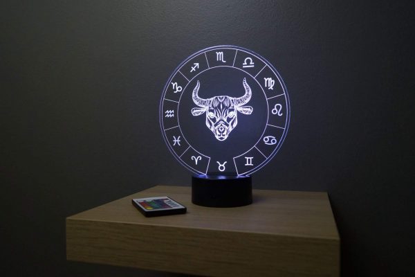 Lampe illusion 3D Astrologie Taureau