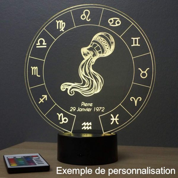 Lampe illusion 3D Astrologie Verseau