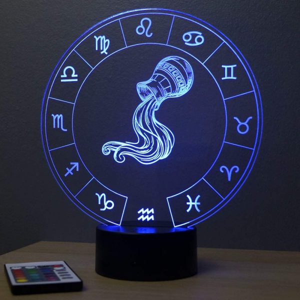 Lampe illusion 3D Astrologie Verseau